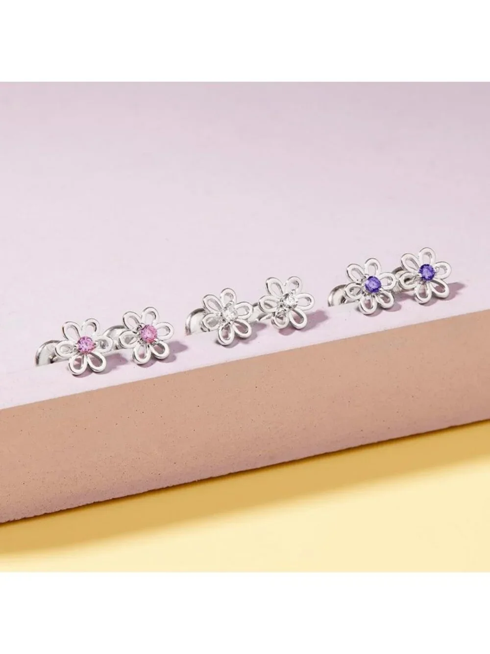 925 Sterling Silver CZ Flower Earrings for Kids - Cute & Sparkly Jewelry Gift